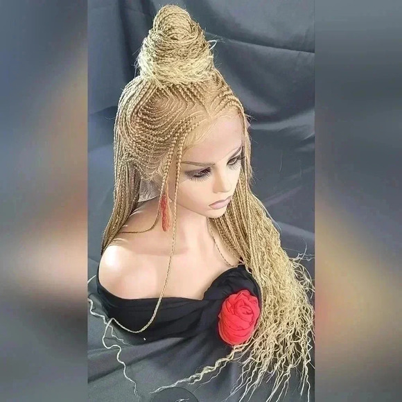Braided Wig: African-Inspired, feeding cornrows blond Human-Synthetic NWT - Picture 8 of 17